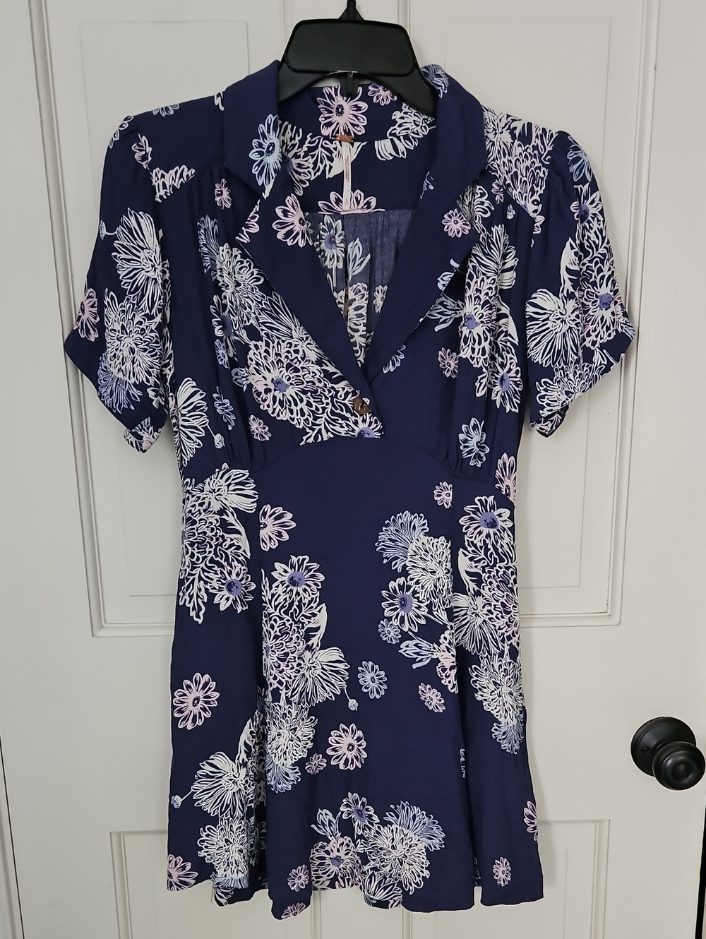 Free People Blue Hawaii V-Neck Mini Dress